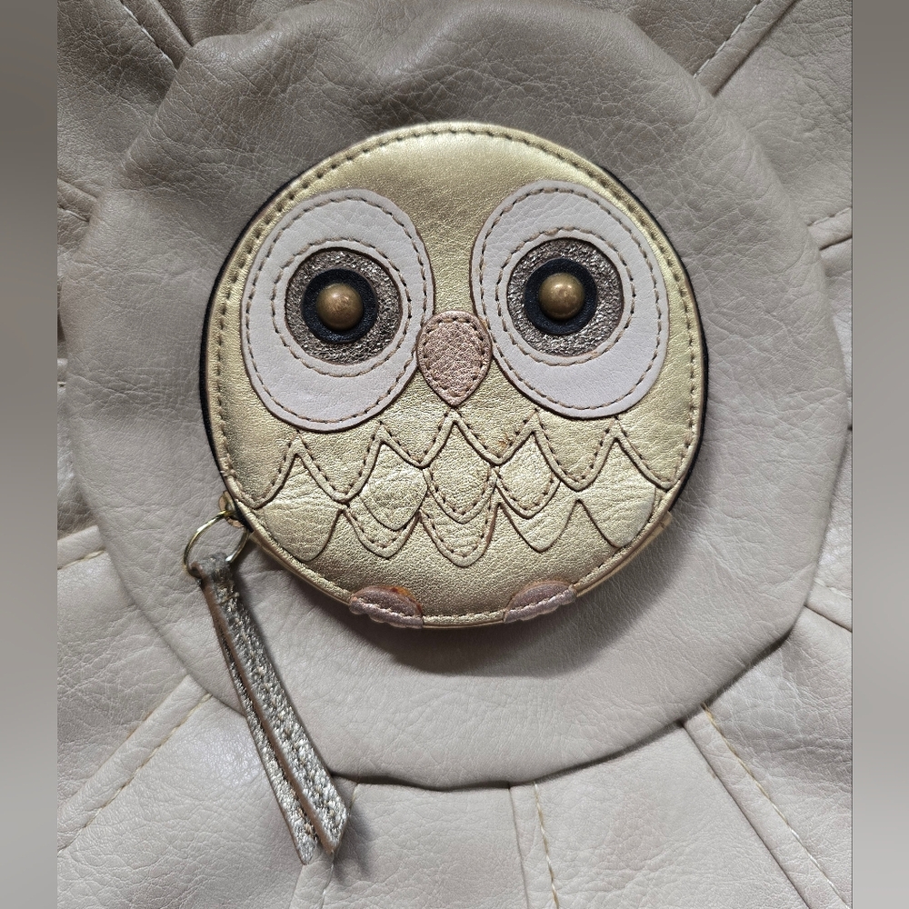 FOSSIL Metallic Leather Owl Coin Purse